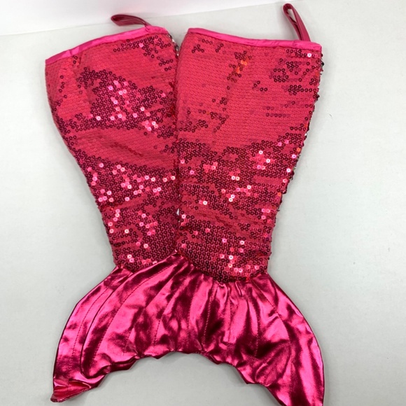 2 Holiday Time Girls pink/mermaid tail sequin themed Christmas Holiday stocking - Picture 3 of 10